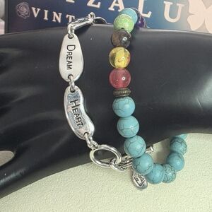 Cookie Lee Silver Inspirational and Multicolor Turquoise Look Beaded Bracelets